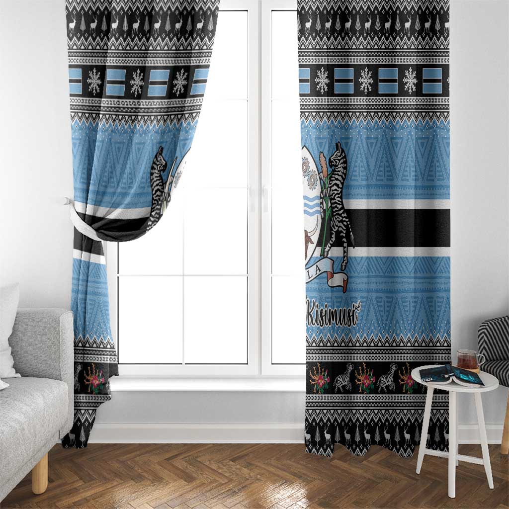 Botswana Christmas Window Curtain Coat Of Arms Muve neKisimusi - Wonder Print Shop