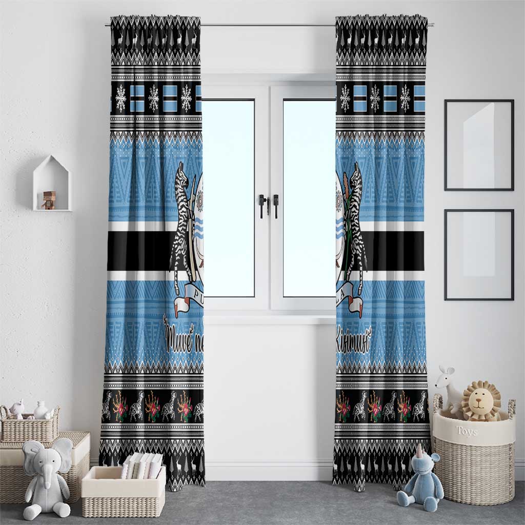 Botswana Christmas Window Curtain Coat Of Arms Muve neKisimusi - Wonder Print Shop