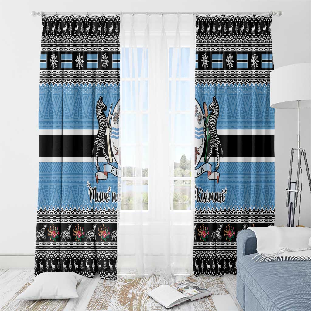 Botswana Christmas Window Curtain Coat Of Arms Muve neKisimusi - Wonder Print Shop