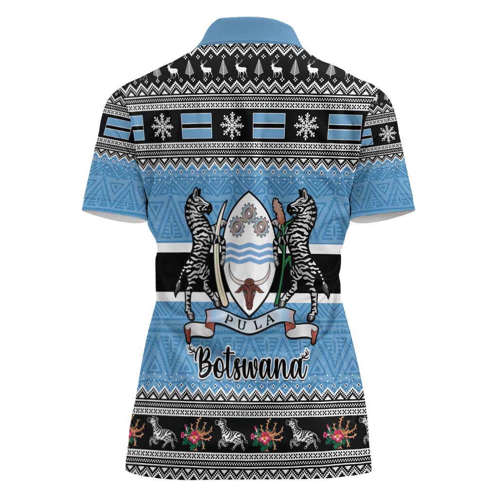 Botswana Christmas Women Polo Shirt Coat Of Arms Muve neKisimusi - Wonder Print Shop