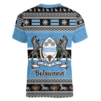 Botswana Christmas Women V-Neck T-Shirt Coat Of Arms Muve neKisimusi - Wonder Print Shop