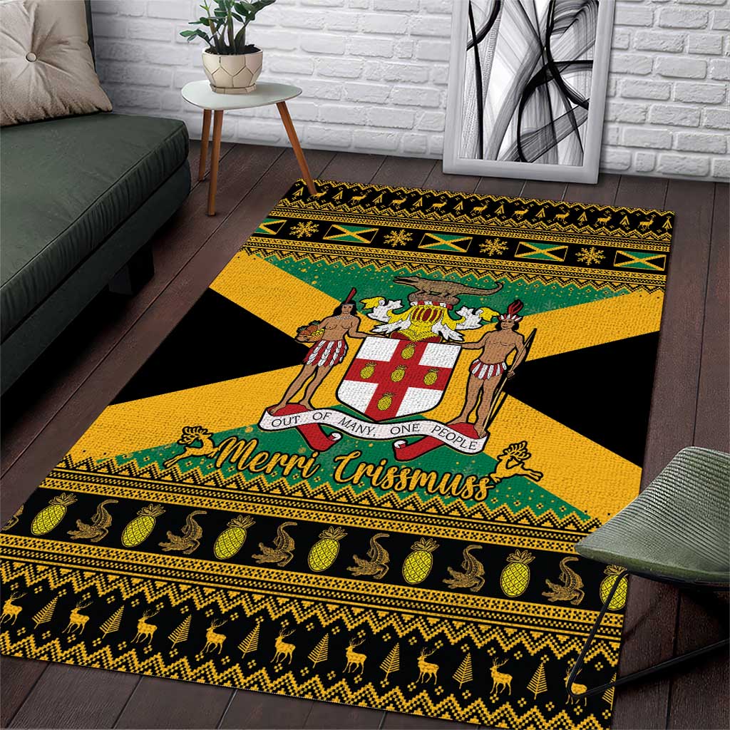 Jamaica Christmas Area Rug Coat Of Arms Merri Crissmuss - Wonder Print Shop