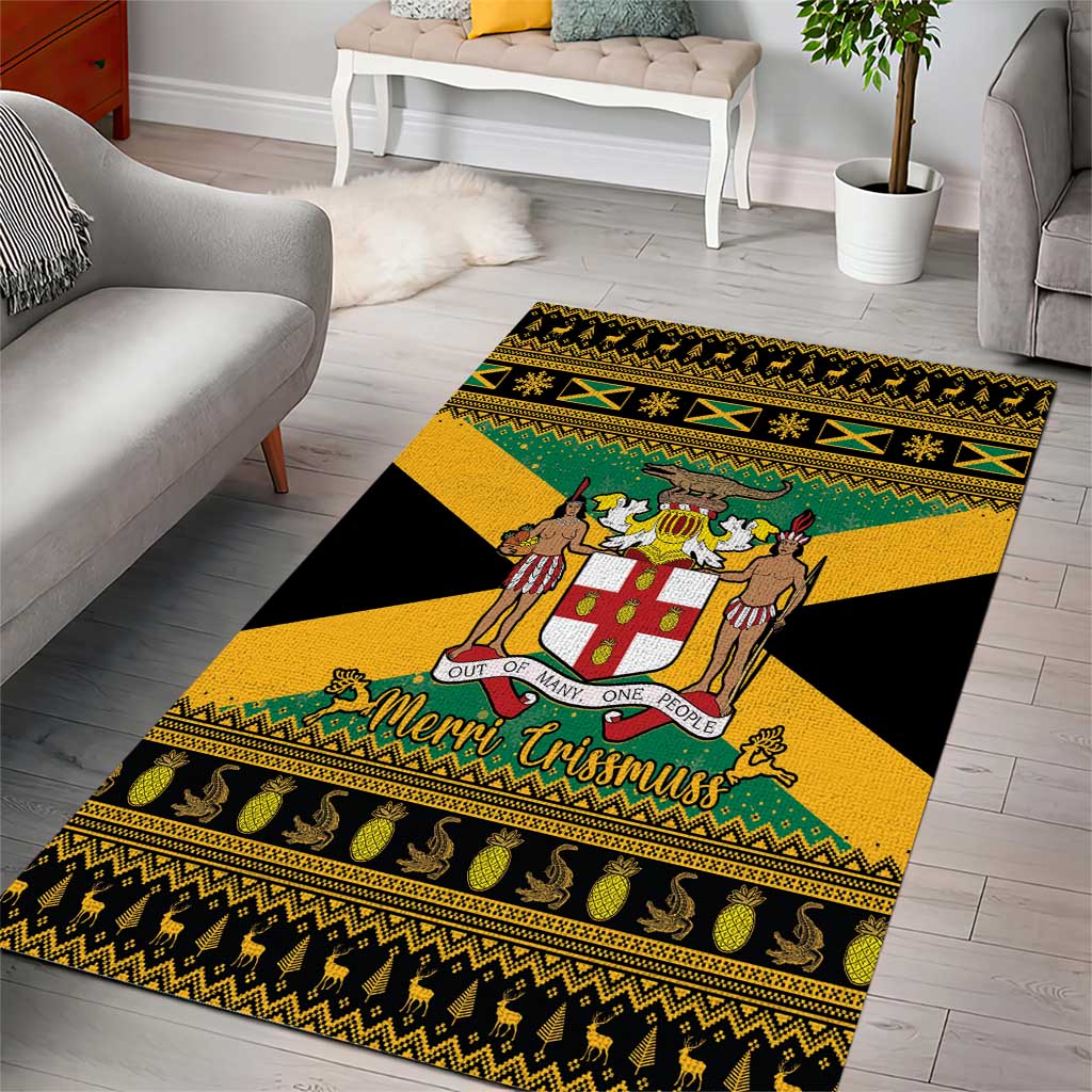 Jamaica Christmas Area Rug Coat Of Arms Merri Crissmuss - Wonder Print Shop