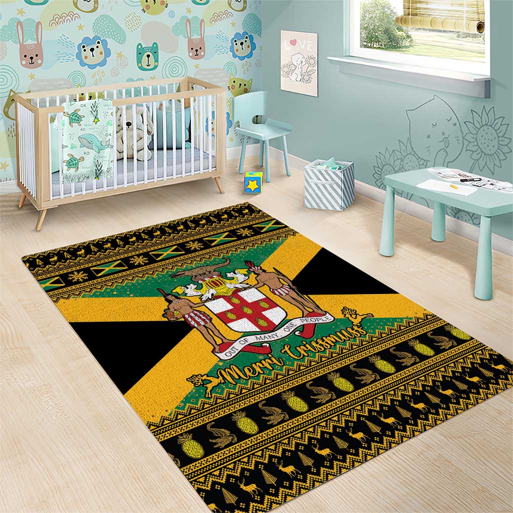 Jamaica Christmas Area Rug Coat Of Arms Merri Crissmuss - Wonder Print Shop