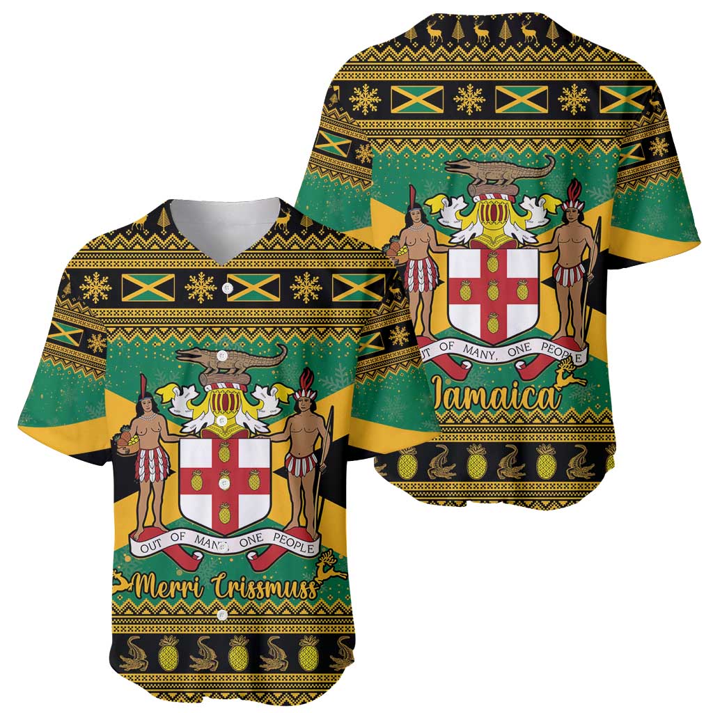 Jamaica Christmas Baseball Jersey Coat Of Arms Merri Crissmuss - Wonder Print Shop