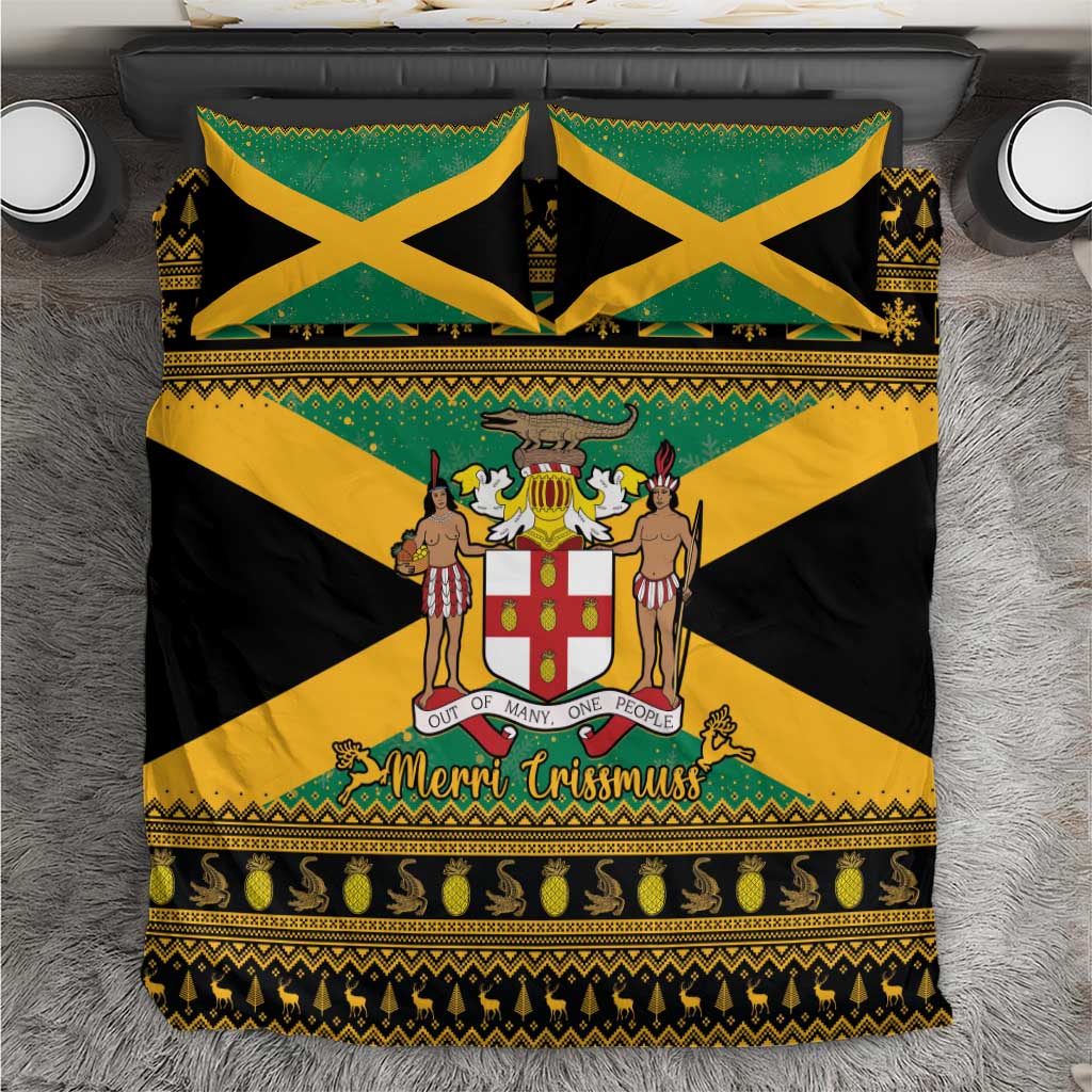 Jamaica Christmas Bedding Set Coat Of Arms Merri Crissmuss - Wonder Print Shop