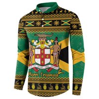 Jamaica Christmas Button Sweatshirt Coat Of Arms Merri Crissmuss - Wonder Print Shop