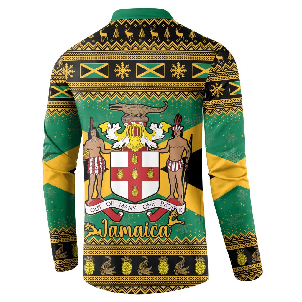 Jamaica Christmas Button Sweatshirt Coat Of Arms Merri Crissmuss - Wonder Print Shop