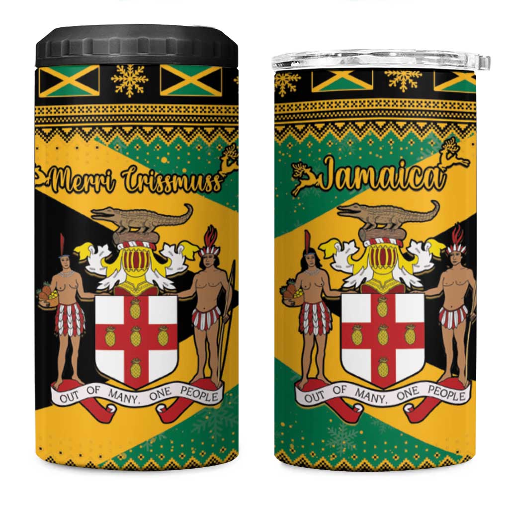 Jamaica Christmas 4 in 1 Can Cooler Tumbler Coat Of Arms Merri Crissmuss - Wonder Print Shop