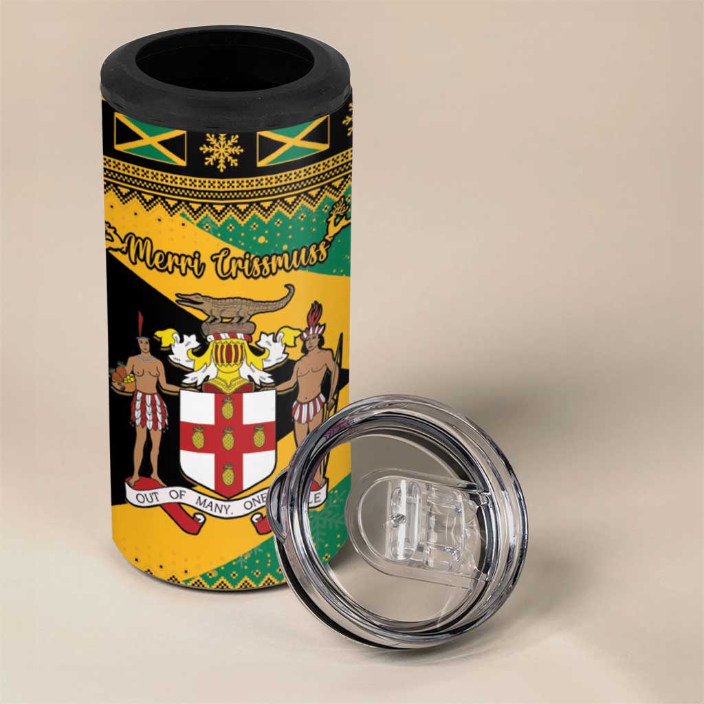 Jamaica Christmas 4 in 1 Can Cooler Tumbler Coat Of Arms Merri Crissmuss - Wonder Print Shop
