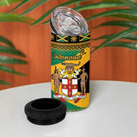 Jamaica Christmas 4 in 1 Can Cooler Tumbler Coat Of Arms Merri Crissmuss - Wonder Print Shop