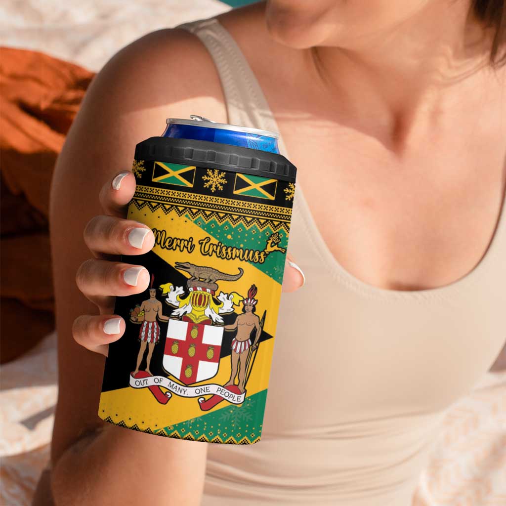Jamaica Christmas 4 in 1 Can Cooler Tumbler Coat Of Arms Merri Crissmuss - Wonder Print Shop