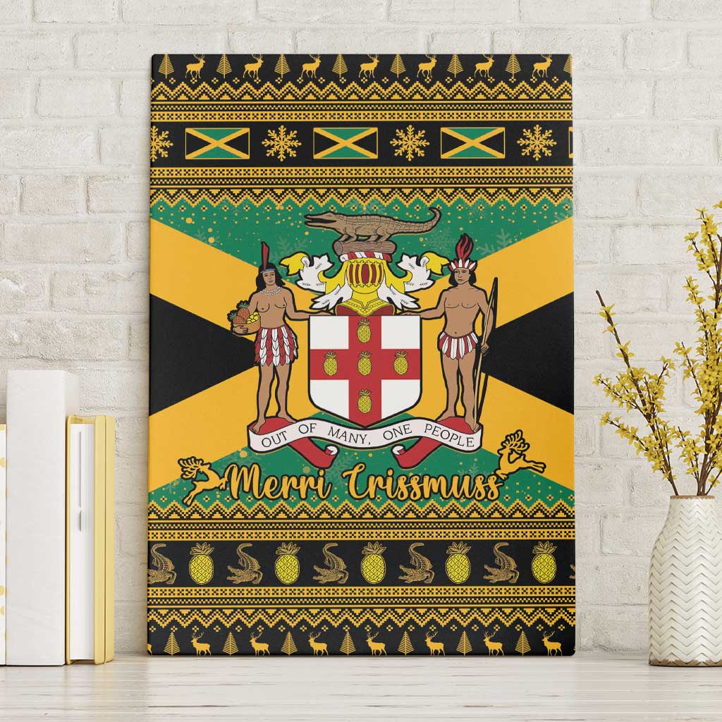 Jamaica Christmas Canvas Wall Art Coat Of Arms Merri Crissmuss - Wonder Print Shop
