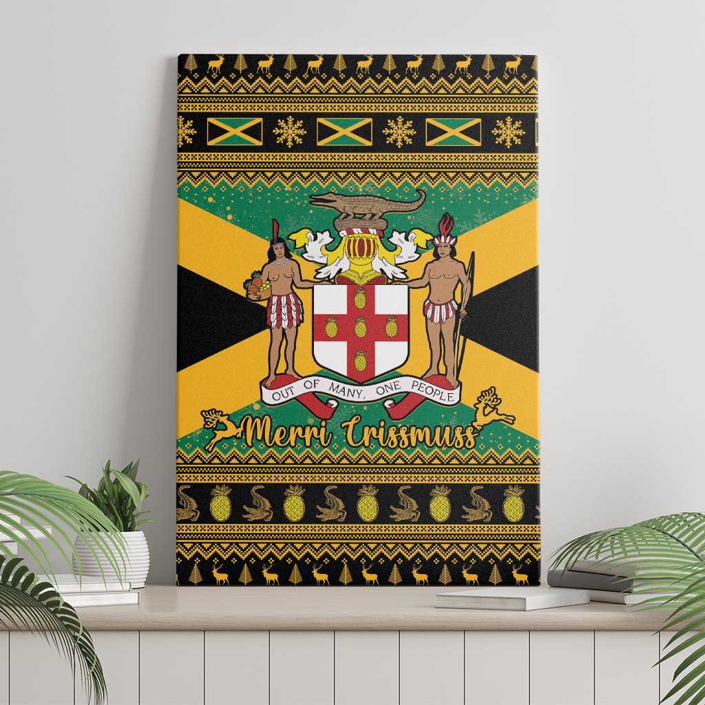 Jamaica Christmas Canvas Wall Art Coat Of Arms Merri Crissmuss - Wonder Print Shop