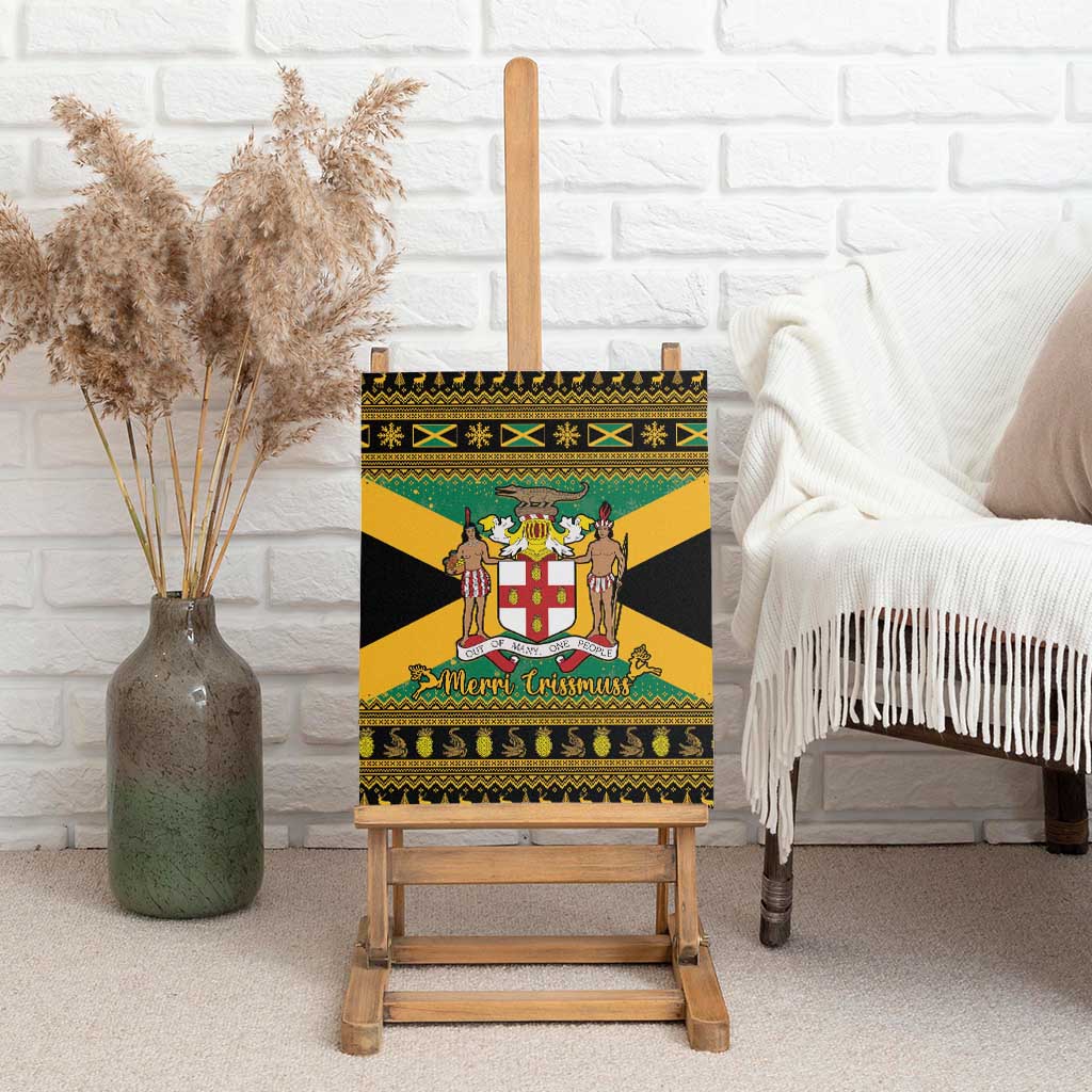 Jamaica Christmas Canvas Wall Art Coat Of Arms Merri Crissmuss - Wonder Print Shop