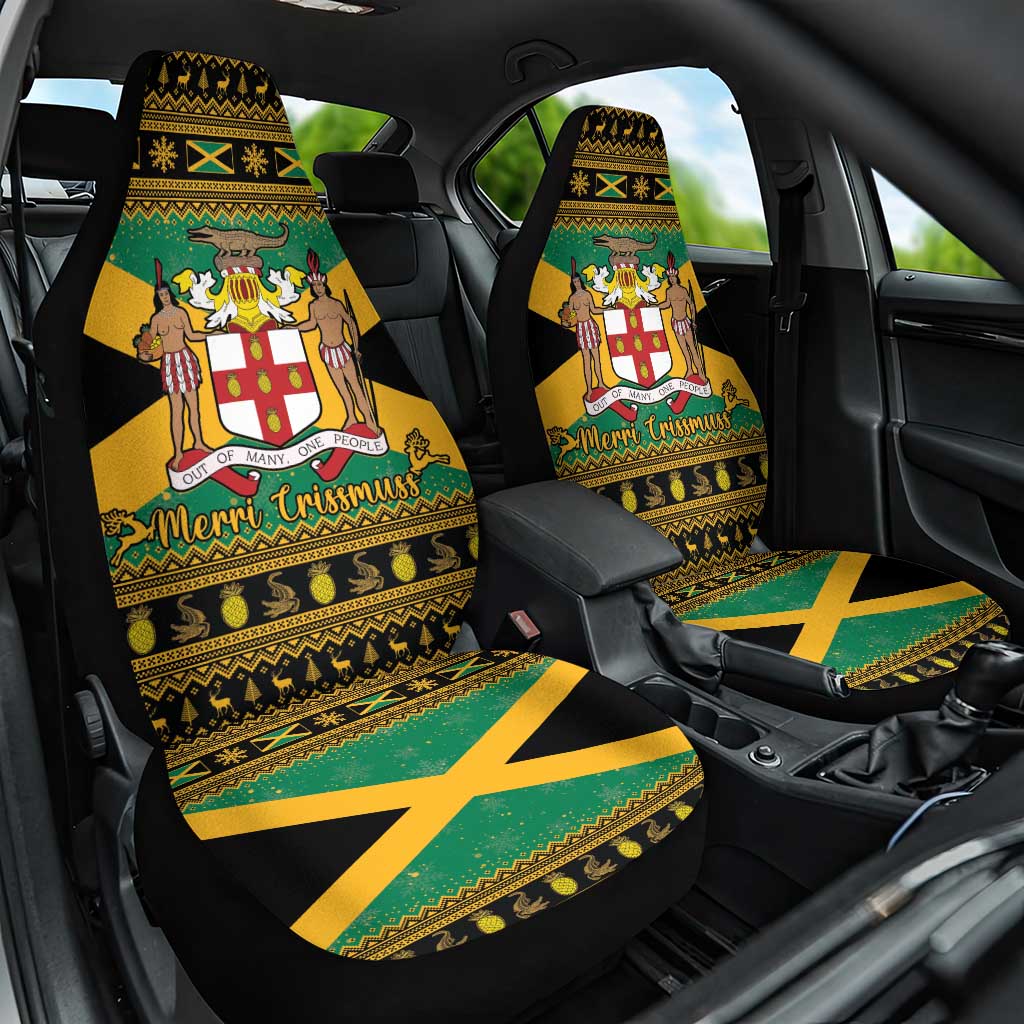Jamaica Christmas Car Seat Cover Coat Of Arms Merri Crissmuss - Wonder Print Shop