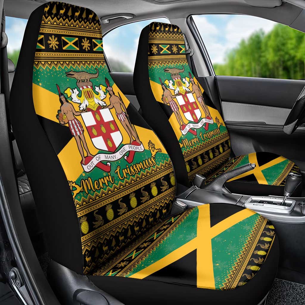 Jamaica Christmas Car Seat Cover Coat Of Arms Merri Crissmuss - Wonder Print Shop
