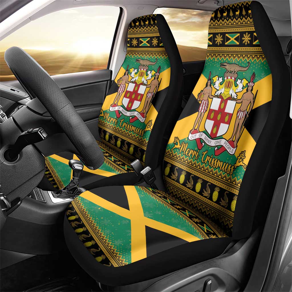 Jamaica Christmas Car Seat Cover Coat Of Arms Merri Crissmuss - Wonder Print Shop