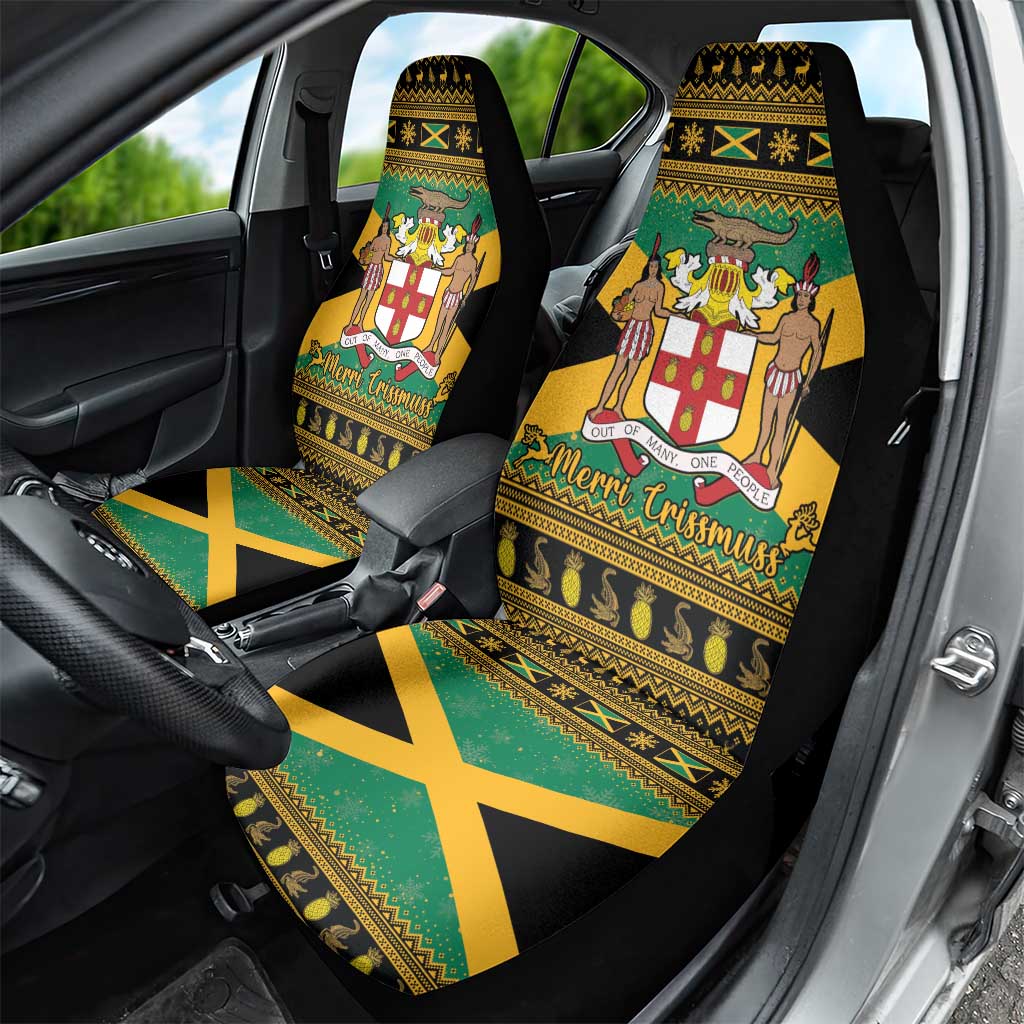 Jamaica Christmas Car Seat Cover Coat Of Arms Merri Crissmuss - Wonder Print Shop