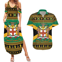 Jamaica Christmas Couples Matching Summer Maxi Dress and Hawaiian Shirt Coat Of Arms Merri Crissmuss - Wonder Print Shop