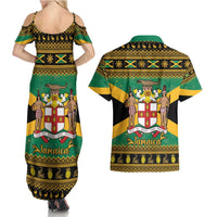 Jamaica Christmas Couples Matching Summer Maxi Dress and Hawaiian Shirt Coat Of Arms Merri Crissmuss - Wonder Print Shop