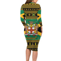Jamaica Christmas Family Matching Long Sleeve Bodycon Dress and Hawaiian Shirt Coat Of Arms Merri Crissmuss - Wonder Print Shop