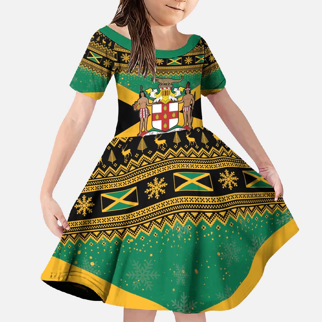 Jamaica Christmas Family Matching Mermaid Dress and Hawaiian Shirt Coat Of Arms Merri Crissmuss - Wonder Print Shop