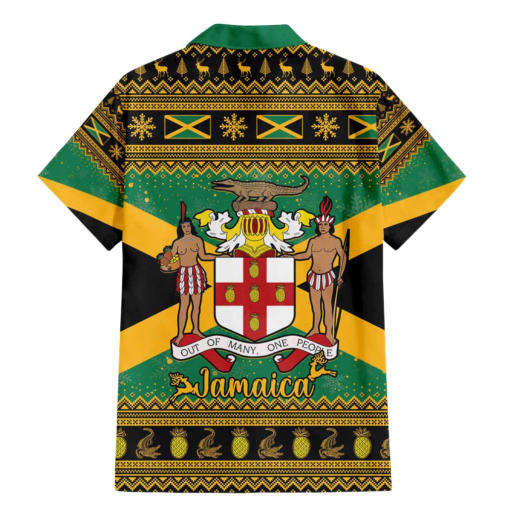 Jamaica Christmas Family Matching Mermaid Dress and Hawaiian Shirt Coat Of Arms Merri Crissmuss - Wonder Print Shop