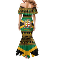 Jamaica Christmas Family Matching Mermaid Dress and Hawaiian Shirt Coat Of Arms Merri Crissmuss - Wonder Print Shop