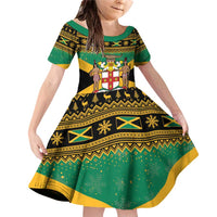 Jamaica Christmas Family Matching Off Shoulder Short Dress and Hawaiian Shirt Coat Of Arms Merri Crissmuss - Wonder Print Shop