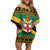 Jamaica Christmas Family Matching Off Shoulder Short Dress and Hawaiian Shirt Coat Of Arms Merri Crissmuss - Wonder Print Shop
