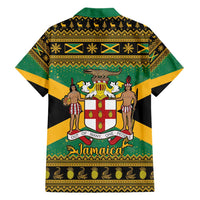 Jamaica Christmas Family Matching Short Sleeve Bodycon Dress and Hawaiian Shirt Coat Of Arms Merri Crissmuss - Wonder Print Shop