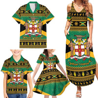 Jamaica Christmas Family Matching Summer Maxi Dress and Hawaiian Shirt Coat Of Arms Merri Crissmuss - Wonder Print Shop