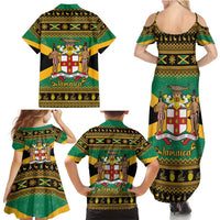Jamaica Christmas Family Matching Summer Maxi Dress and Hawaiian Shirt Coat Of Arms Merri Crissmuss - Wonder Print Shop