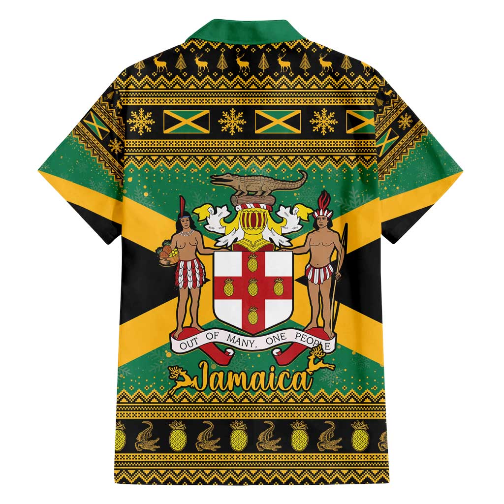 Jamaica Christmas Family Matching Summer Maxi Dress and Hawaiian Shirt Coat Of Arms Merri Crissmuss - Wonder Print Shop