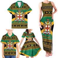 Jamaica Christmas Family Matching Tank Maxi Dress and Hawaiian Shirt Coat Of Arms Merri Crissmuss - Wonder Print Shop