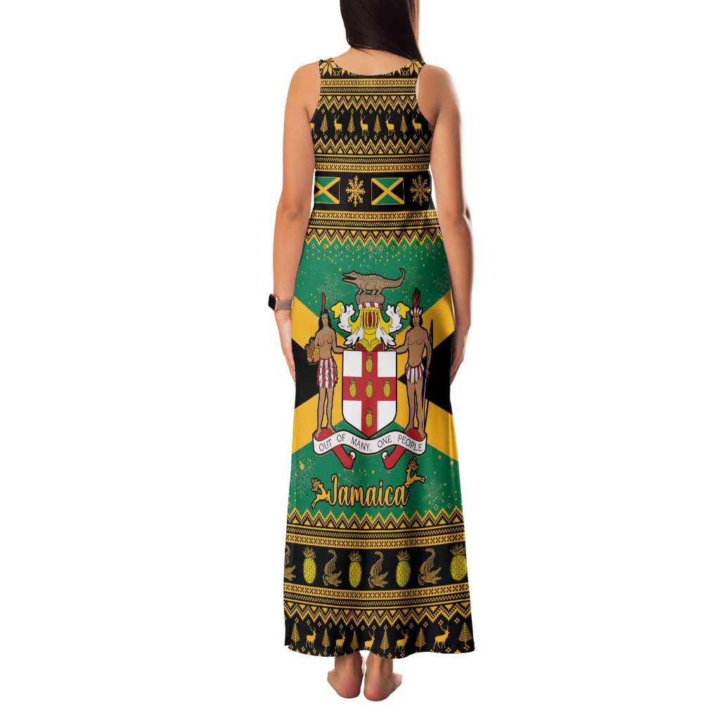 Jamaica Christmas Family Matching Tank Maxi Dress and Hawaiian Shirt Coat Of Arms Merri Crissmuss - Wonder Print Shop
