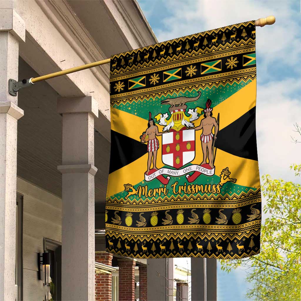 Jamaica Christmas Garden Flag Coat Of Arms Merri Crissmuss - Wonder Print Shop