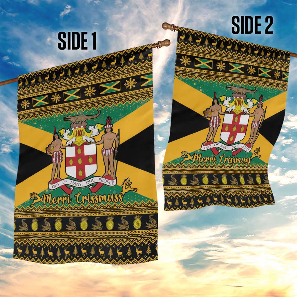 Jamaica Christmas Garden Flag Coat Of Arms Merri Crissmuss - Wonder Print Shop