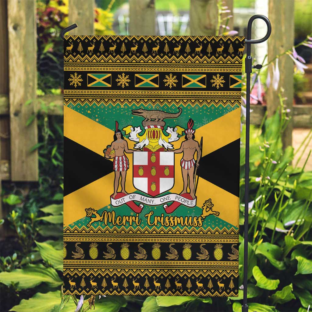 Jamaica Christmas Garden Flag Coat Of Arms Merri Crissmuss - Wonder Print Shop