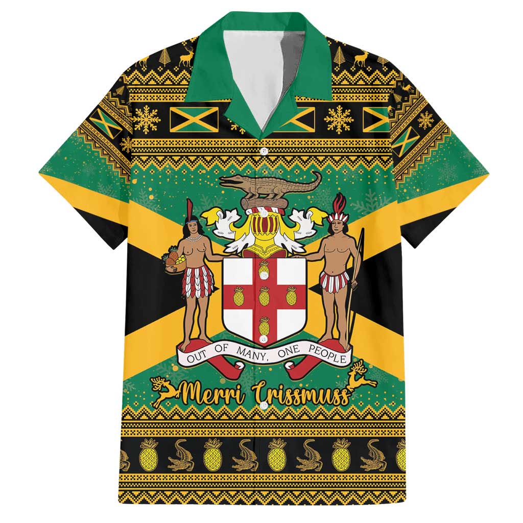 Jamaica Christmas Hawaiian Shirt Coat Of Arms Merri Crissmuss - Wonder Print Shop