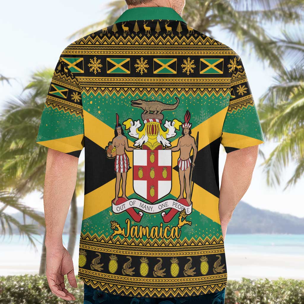 Jamaica Christmas Hawaiian Shirt Coat Of Arms Merri Crissmuss - Wonder Print Shop