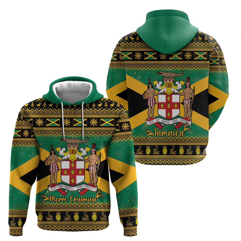 Jamaica Christmas Hoodie Coat Of Arms Merri Crissmuss - Wonder Print Shop