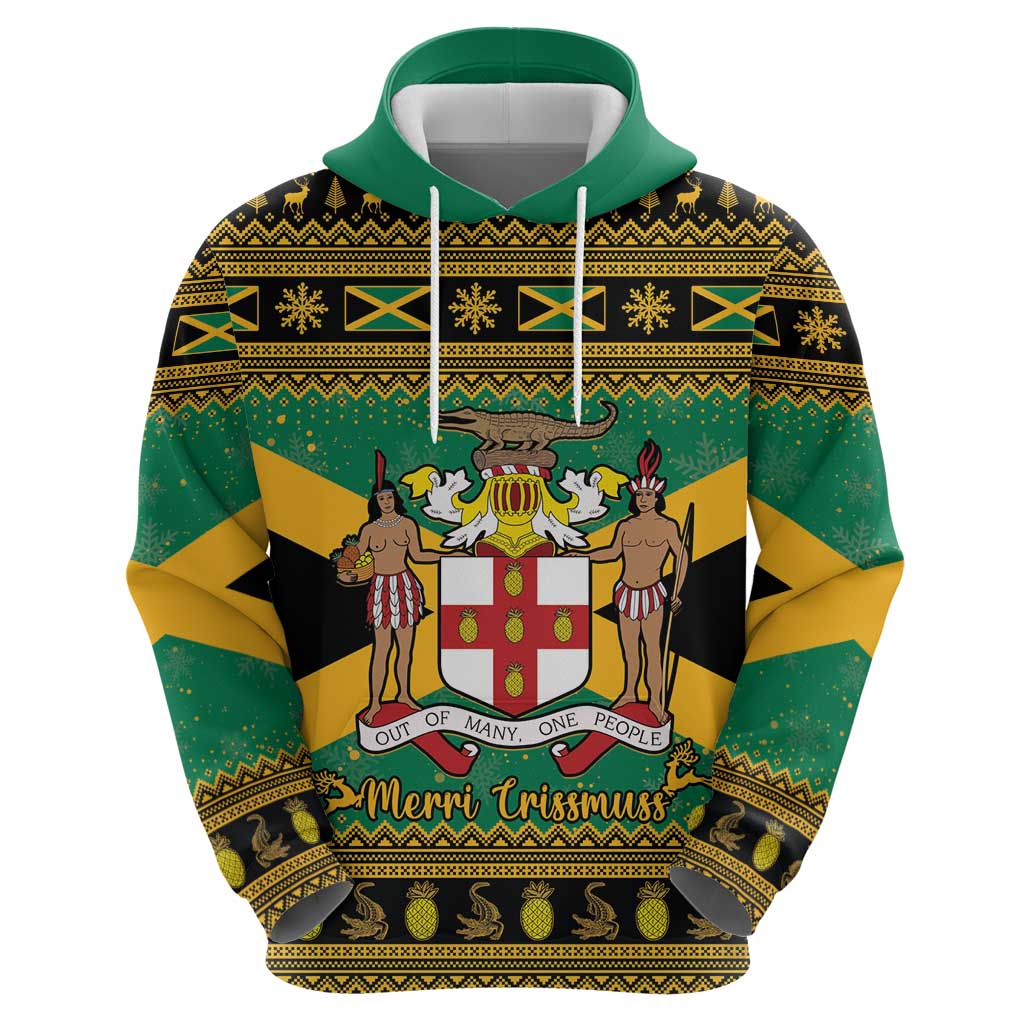 Jamaica Christmas Hoodie Coat Of Arms Merri Crissmuss - Wonder Print Shop