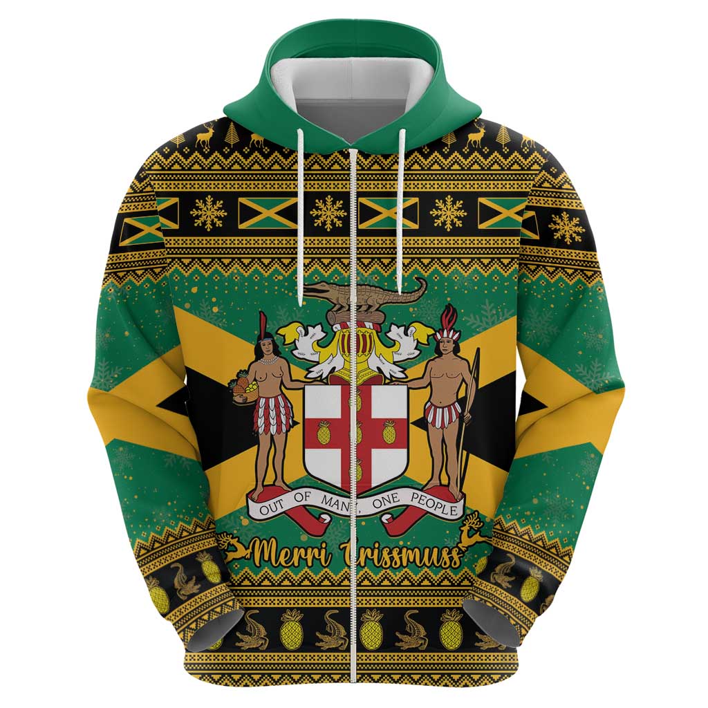 Jamaica Christmas Hoodie Coat Of Arms Merri Crissmuss - Wonder Print Shop