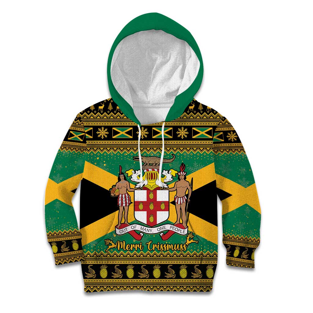 Jamaica Christmas Kid Hoodie Coat Of Arms Merri Crissmuss - Wonder Print Shop