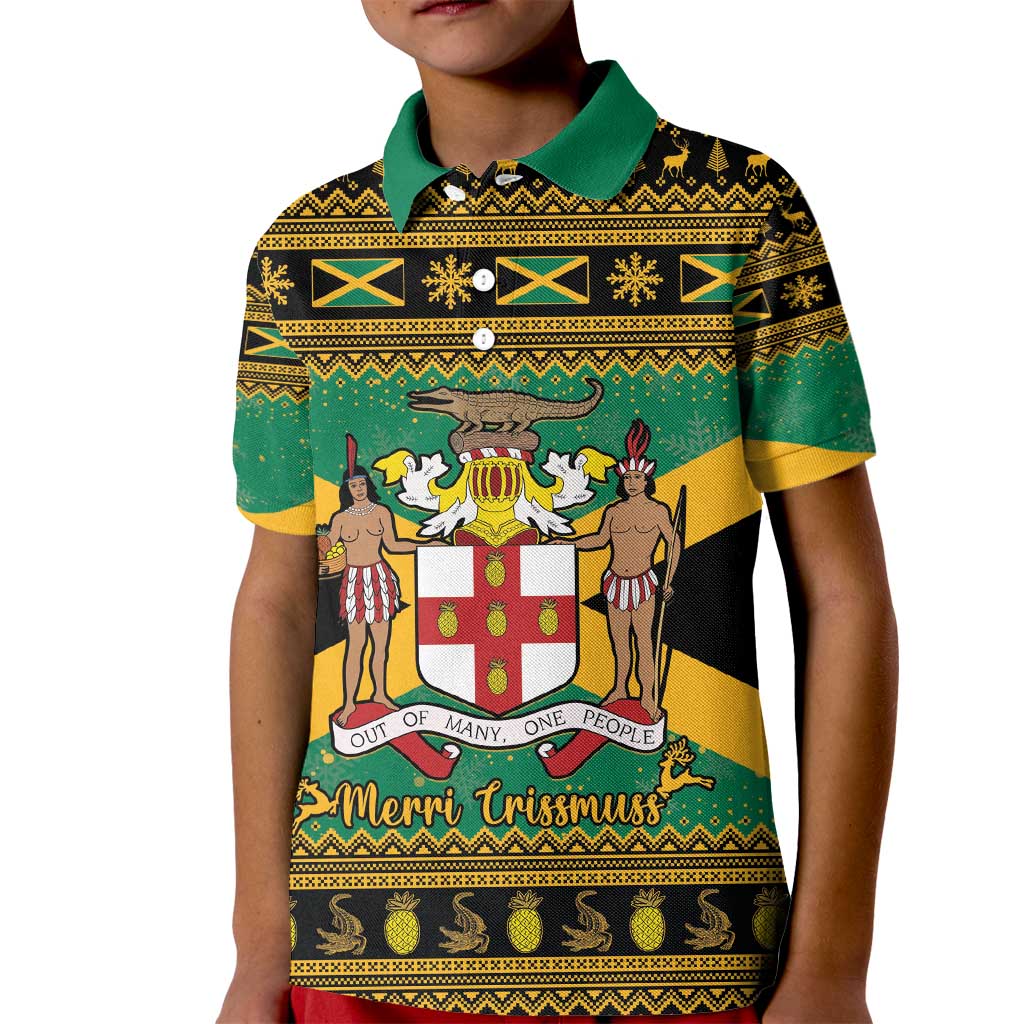 Jamaica Christmas Kid Polo Shirt Coat Of Arms Merri Crissmuss - Wonder Print Shop