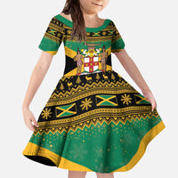 Jamaica Christmas Kid Short Sleeve Dress Coat Of Arms Merri Crissmuss - Wonder Print Shop