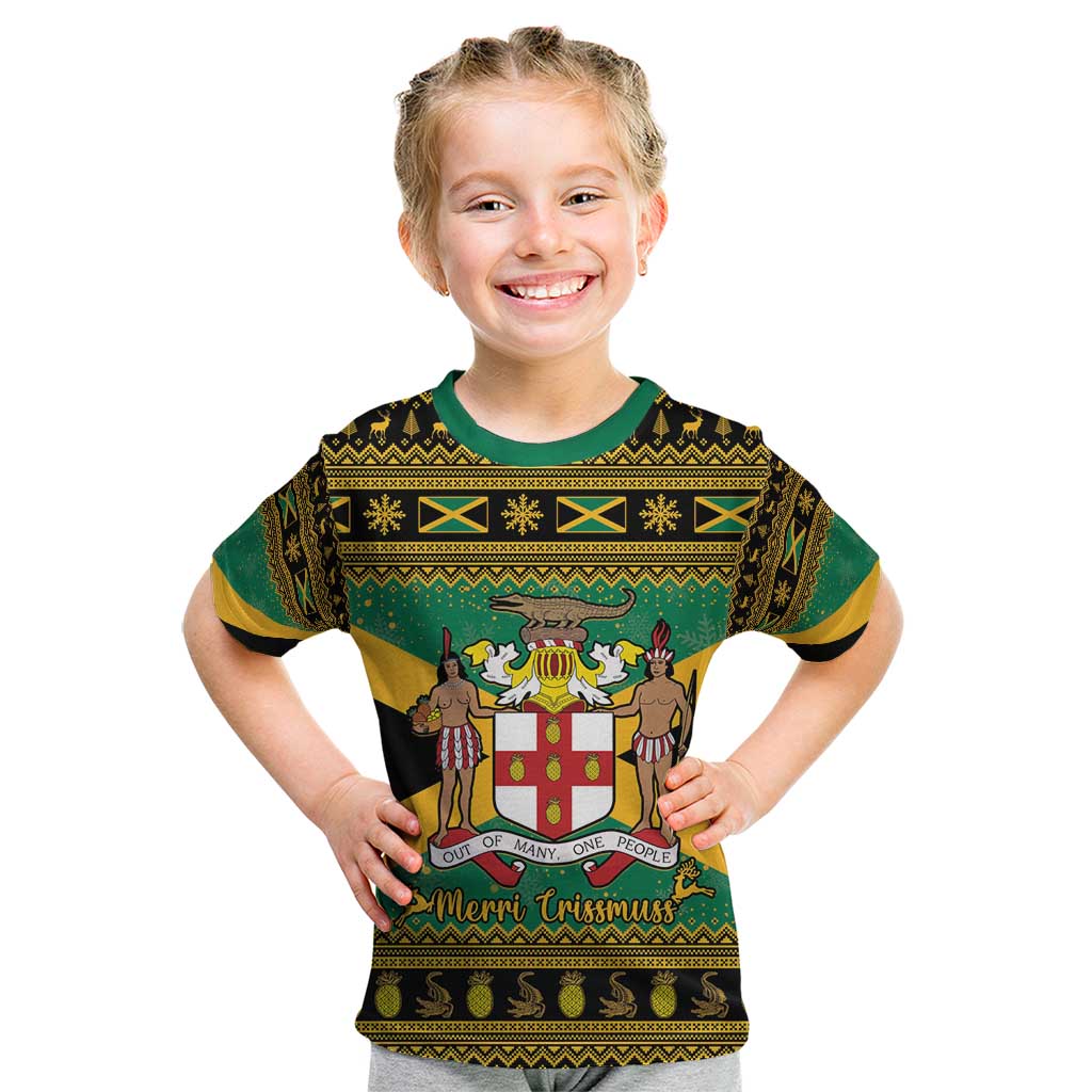 Jamaica Christmas Kid T Shirt Coat Of Arms Merri Crissmuss - Wonder Print Shop