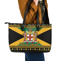 Jamaica Christmas Leather Tote Bag Coat Of Arms Merri Crissmuss - Wonder Print Shop